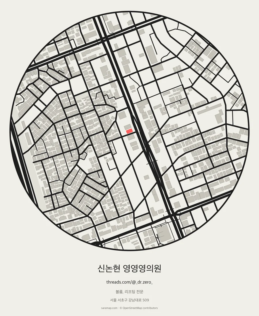 신논현 영영영의원 주변을 그린 지도 그림